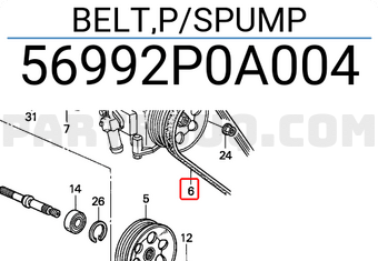 Honda 56992P0A004 BELT,P/SPUMP