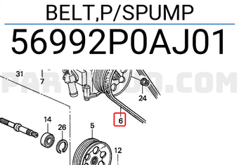Honda 56992P0AJ01 BELT,P/SPUMP
