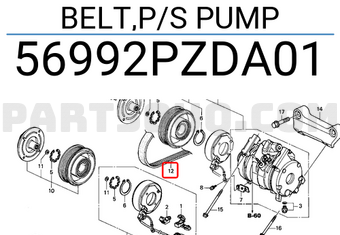 Honda 56992PZDA01 BELT,P/S PUMP