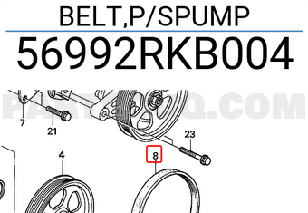 Honda 56992RKB004 BELT,P/SPUMP