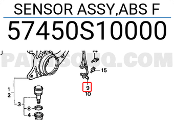 Honda 57450S10000 SENSOR ASSY,ABS F