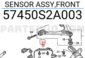 Honda 57450S2A003 SENSOR ASSY,FRONT