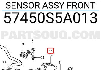 Honda 57450S5A013 SENSOR ASSY FRONT