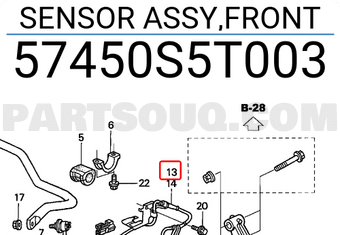 Honda 57450S5T003 SENSOR ASSY,FRONT