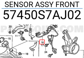 Honda 57450S7AJ02 SENSOR ASSY FRONT