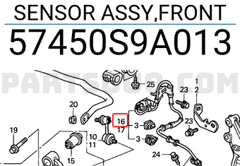 Honda 57450S9A013 SENSOR ASSY,FRONT