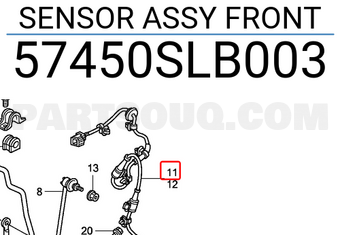 Honda 57450SLB003 SENSOR ASSY FRONT