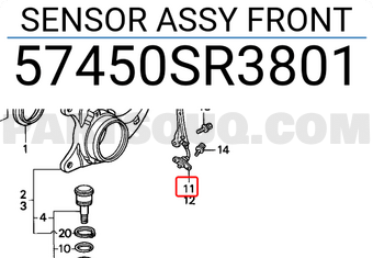 Honda 57450SR3801 SENSOR ASSY FRONT