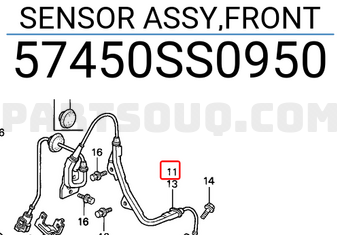 Honda 57450SS0950 SENSOR ASSY,FRONT