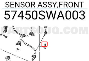 Honda 57450SWA003 SENSOR ASSY,FRONT