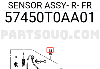 Honda 57450T0AA01 SENSOR ASSY- R- FR