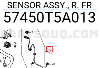 Honda 57450T5A013 SENSOR ASSY., R. FR