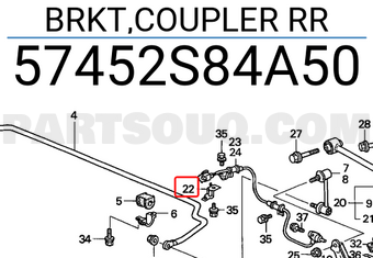 Honda 57452S84A50 BRKT,COUPLER RR