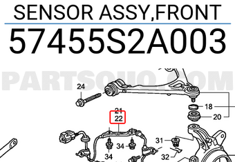 Honda 57455S2A003 SENSOR ASSY,FRONT