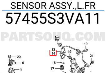 Honda 57455S3VA11 SENSOR ASSY.,L.FR