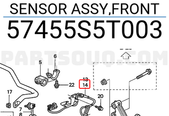 Honda 57455S5T003 SENSOR ASSY,FRONT