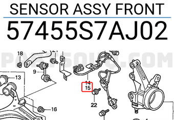 Honda 57455S7AJ02 SENSOR ASSY FRONT