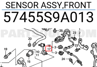 Honda 57455S9A013 SENSOR ASSY,FRONT