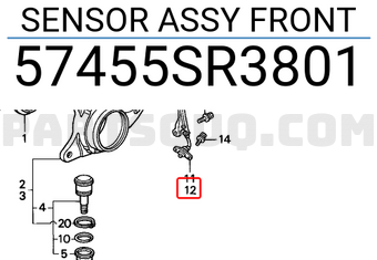 Honda 57455SR3801 SENSOR ASSY FRONT