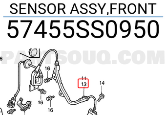 Honda 57455SS0950 SENSOR ASSY,FRONT