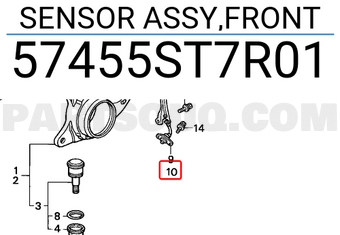 Honda 57455ST7R01 SENSOR ASSY,FRONT