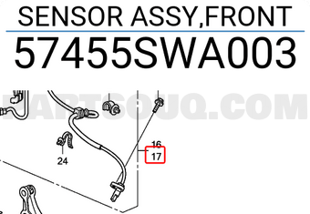 Honda 57455SWA003 SENSOR ASSY,FRONT