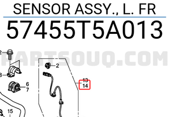 Honda 57455T5A013 SENSOR ASSY., L. FR