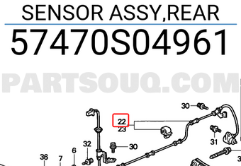 Honda 57470S04961 SENSOR ASSY,REAR