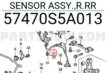Honda 57470S5A013 SENSOR ASSY.,R.RR