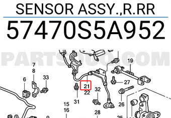 Honda 57470S5A952 SENSOR ASSY.,R.RR