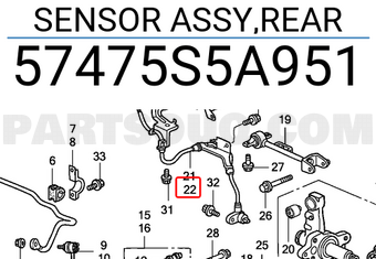 Honda 57475S5A951 SENSOR ASSY,REAR