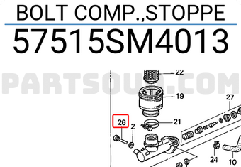 Honda 57515SM4013 BOLT COMP.,STOPPE
