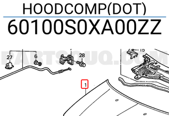Honda 60100S0XA00ZZ HOODCOMP(DOT)