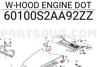 Honda 60100S2AA92ZZ W-HOOD ENGINE DOT