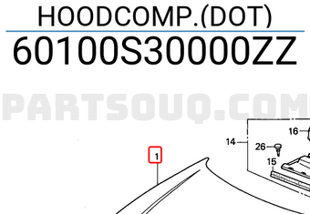 Honda 60100S30000ZZ HOODCOMP.(DOT)