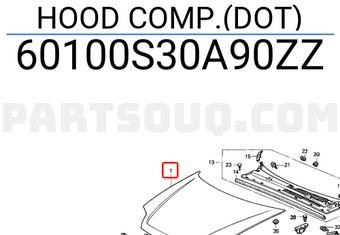 Honda 60100S30A90ZZ HOOD COMP.(DOT)
