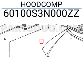 Honda 60100S3N000ZZ HOODCOMP