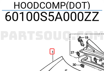Honda 60100S5A000ZZ HOODCOMP(DOT)