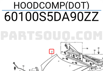 Honda 60100S5DA90ZZ HOODCOMP(DOT)