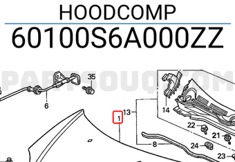 Honda 60100S6A000ZZ HOODCOMP