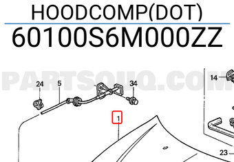 Honda 60100S6M000ZZ HOODCOMP(DOT)