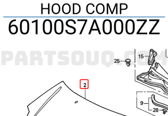 Honda 60100S7A000ZZ HOOD COMP
