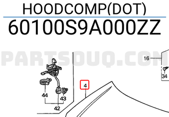 Honda 60100S9A000ZZ HOODCOMP(DOT)