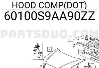 Honda 60100S9AA90ZZ HOOD COMP(DOT)