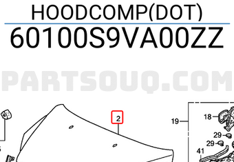 Honda 60100S9VA00ZZ HOODCOMP(DOT)