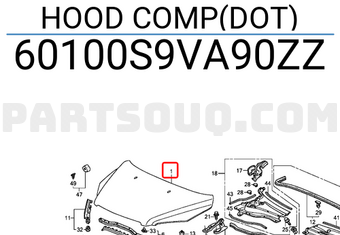 Honda 60100S9VA90ZZ HOOD COMP(DOT)