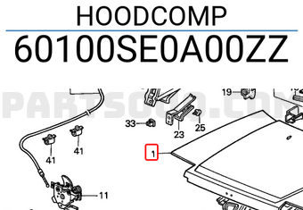 Honda 60100SE0A00ZZ HOODCOMP