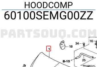 Honda 60100SEMG00ZZ HOODCOMP