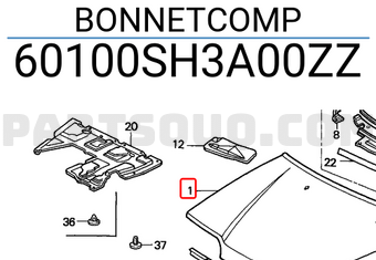 Honda 60100SH3A00ZZ BONNETCOMP