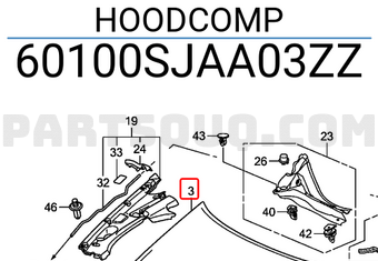 Honda 60100SJAA03ZZ HOODCOMP